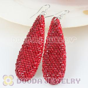 Red Crystal Basketball Wives Bamboo Hoop Earrings Cheap
