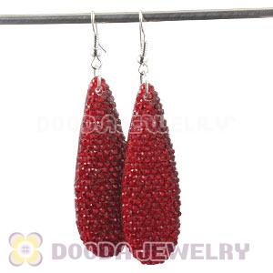 Red Crystal Basketball Wives Bamboo Hoop Earrings Cheap