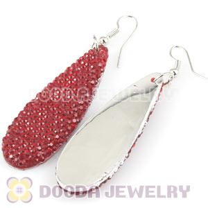 Red Crystal Basketball Wives Bamboo Hoop Earrings Cheap