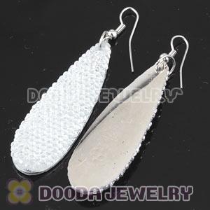 White Crystal Basketball Wives Bamboo Hoop Earrings Cheap