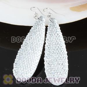 White Crystal Basketball Wives Bamboo Hoop Earrings Cheap