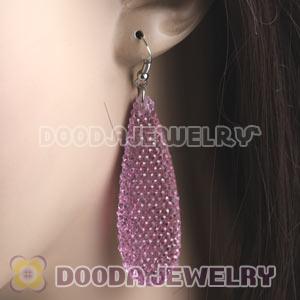 Pink Crystal Basketball Wives Bamboo Hoop Earrings Cheap