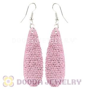 Pink Crystal Basketball Wives Bamboo Hoop Earrings Cheap