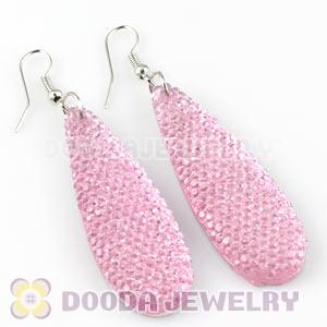 Pink Crystal Basketball Wives Bamboo Hoop Earrings Cheap