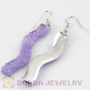 Lavender Crystal Basketball Wives Bamboo Hoop Earrings Wholesale