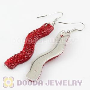 Red Crystal Basketball Wives Bamboo Hoop Earrings Wholesale