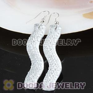 White Crystal Basketball Wives Bamboo Hoop Earrings Wholesale