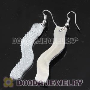 White Crystal Basketball Wives Bamboo Hoop Earrings Wholesale