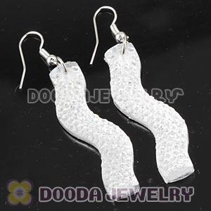 White Crystal Basketball Wives Bamboo Hoop Earrings Wholesale