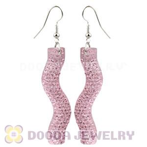 Pink Crystal Basketball Wives Bamboo Hoop Earrings Wholesale