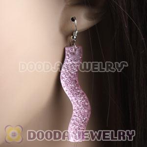 Pink Crystal Basketball Wives Bamboo Hoop Earrings Wholesale