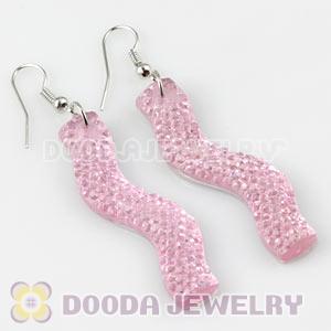 Pink Crystal Basketball Wives Bamboo Hoop Earrings Wholesale