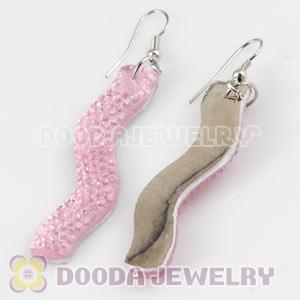 Pink Crystal Basketball Wives Bamboo Hoop Earrings Wholesale