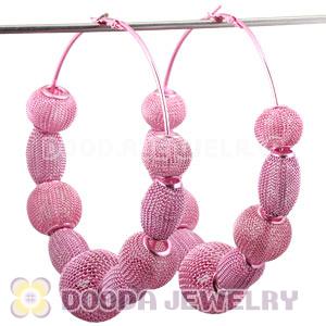 90mm Pink Basketball Wives Mesh Hoop Earrings Wholesale