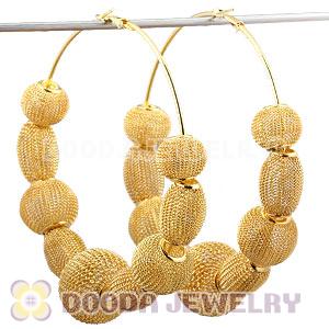90mm Gold Basketball Wives Mesh Hoop Earrings Wholesale