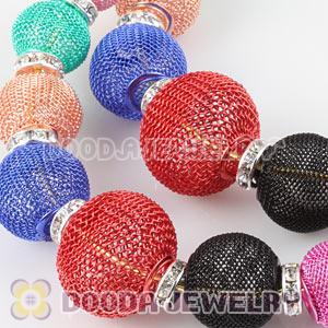 90mm Basketball Wives Mesh Hoop Earrings With Spacer Beads Wholesale