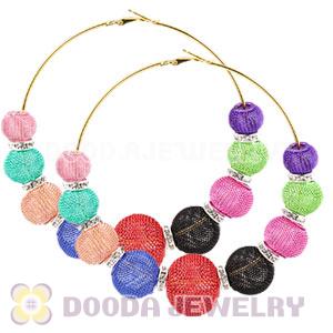 90mm Basketball Wives Mesh Hoop Earrings With Spacer Beads Wholesale