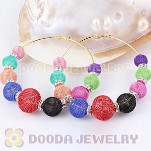 90mm Basketball Wives Mesh Hoop Earrings With Spacer Beads Wholesale