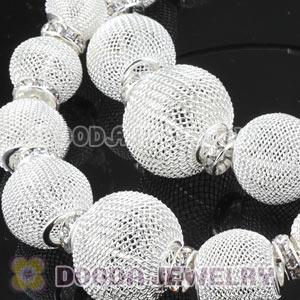 90mm White Basketball Wives Mesh Hoop Earrings With Spacer Beads Wholesale