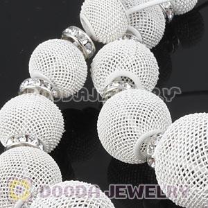 90mm White Basketball Wives Mesh Hoop Earrings With Spacer Beads Wholesale