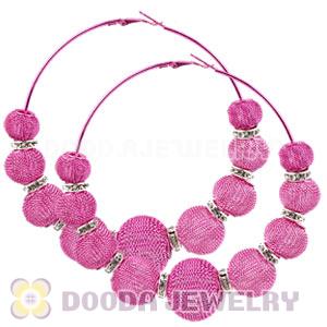 90mm Peach Basketball Wives Mesh Hoop Earrings With Spacer Beads Wholesale
