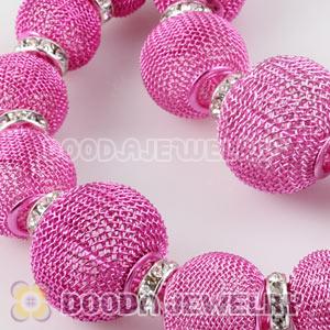 90mm Peach Basketball Wives Mesh Hoop Earrings With Spacer Beads Wholesale