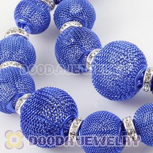 90mm Blue Basketball Wives Mesh Hoop Earrings With Spacer Beads Wholesale