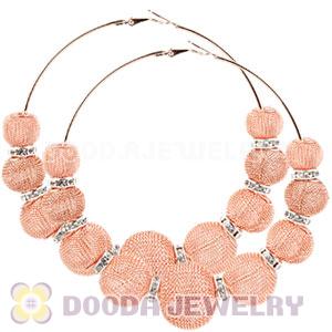 90mm Yellow Basketball Wives Mesh Hoop Earrings With Spacer Beads Wholesale