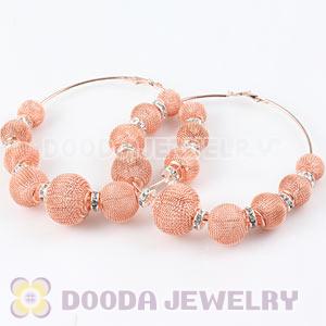 90mm Yellow Basketball Wives Mesh Hoop Earrings With Spacer Beads Wholesale