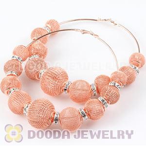 90mm Yellow Basketball Wives Mesh Hoop Earrings With Spacer Beads Wholesale