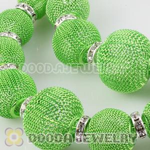 90mm Green Basketball Wives Mesh Hoop Earrings With Spacer Beads Wholesale