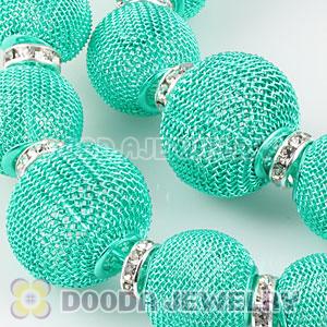 90mm Blue Basketball Wives Mesh Hoop Earrings With Spacer Beads Wholesale