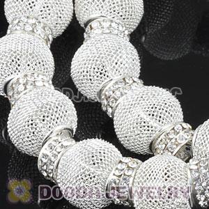 80mm White Basketball Wives Mesh Hoop Earrings With Spacer Beads Wholesale