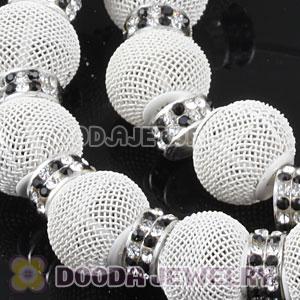 80mm White Basketball Wives Mesh Hoop Earrings With Spacer Beads Wholesale