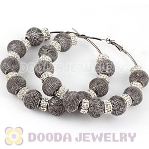 80mm Basketball Wives Mesh Hoop Earrings With Spacer Beads Wholesale