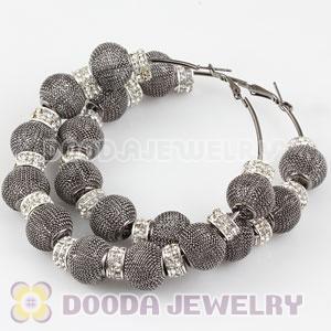 80mm Basketball Wives Mesh Hoop Earrings With Spacer Beads Wholesale