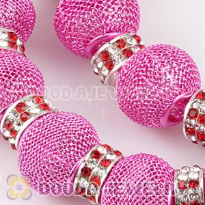 80mm Peach Basketball Wives Mesh Hoop Earrings With Spacer Beads Wholesale