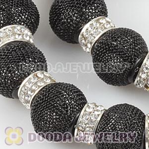 80mm Black Basketball Wives Mesh Hoop Earrings With Spacer Beads Wholesale