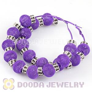 80mm Purple Basketball Wives Mesh Hoop Earrings With Spacer Beads Wholesale