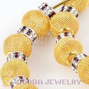 80mm Gold Basketball Wives Mesh Hoop Earrings With Spacer Beads Wholesale