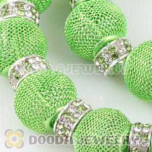 80mm Green Basketball Wives Mesh Hoop Earrings With Spacer Beads Wholesale