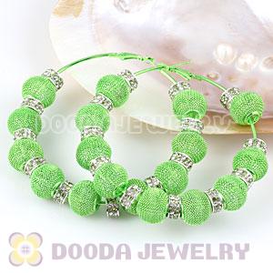 80mm Green Basketball Wives Mesh Hoop Earrings With Spacer Beads Wholesale