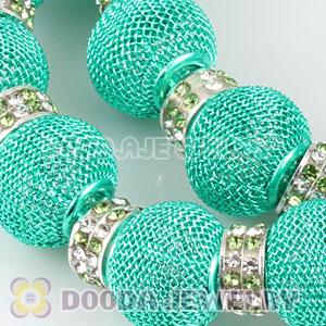80mm Blue Basketball Wives Mesh Hoop Earrings With Spacer Beads Wholesale