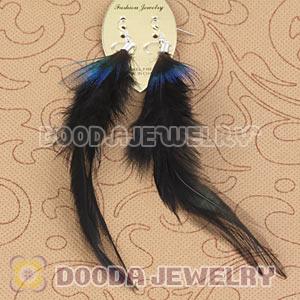 Navy Tibetan Jaderic Indianstyles Long Feather Earrings Wholesale