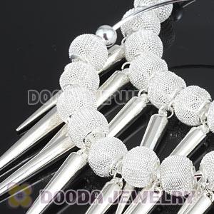 80mm Silver Basketball Wives Spike Hoop Earrings Wholesale