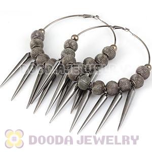 80mm Gun Black Basketball Wives Spike Hoop Earrings Wholesale