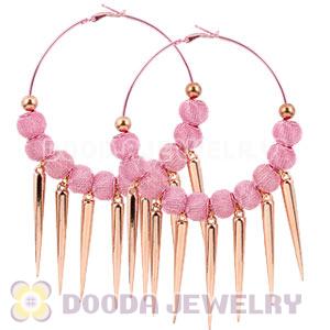 80mm Pink Basketball Wives Spike Hoop Earrings Wholesale