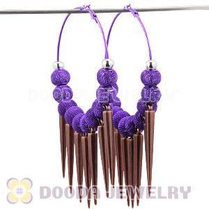 80mm Purple Basketball Wives Spike Hoop Earrings Wholesale