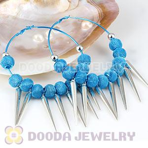 80mm Blue Basketball Wives Spike Hoop Earrings Wholesale