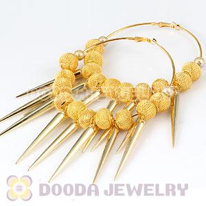 80mm Gold Basketball Wives Spike Hoop Earrings Wholesale